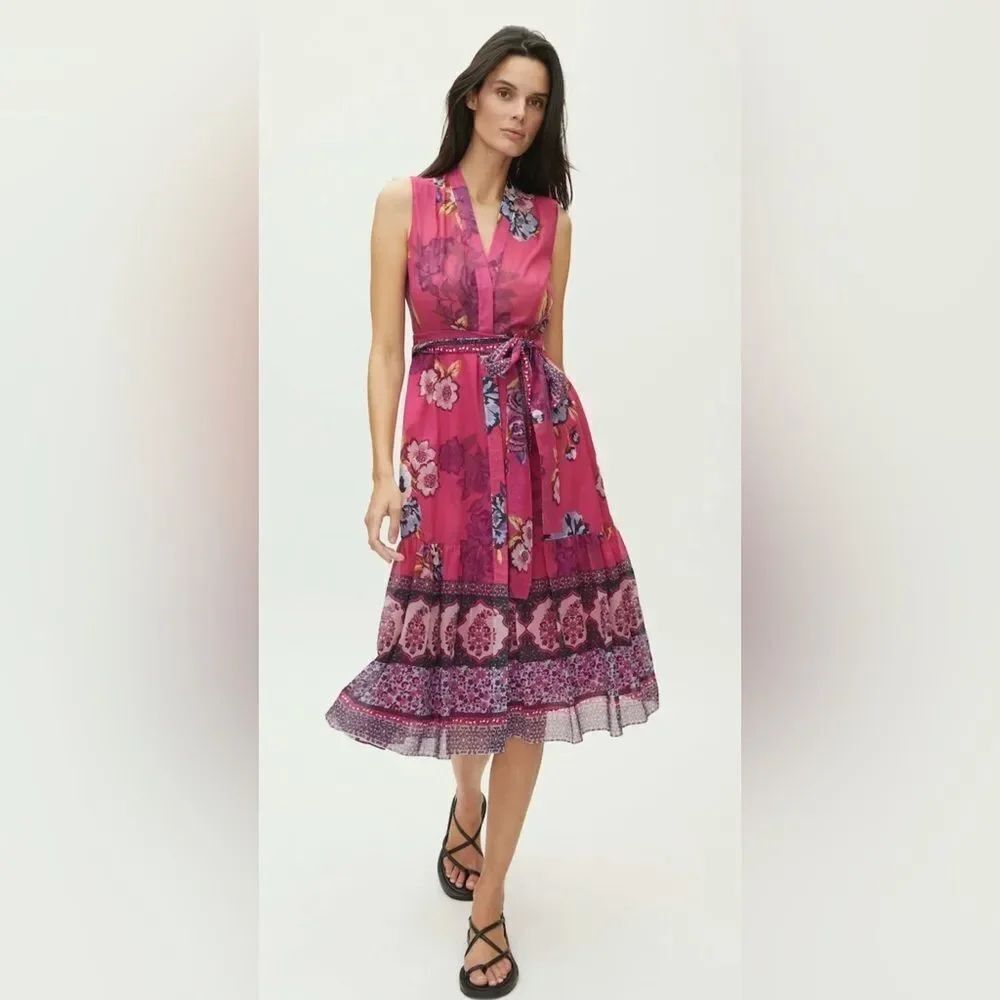 Kobi Halperin Pink Hailey Floral Midi Dress
